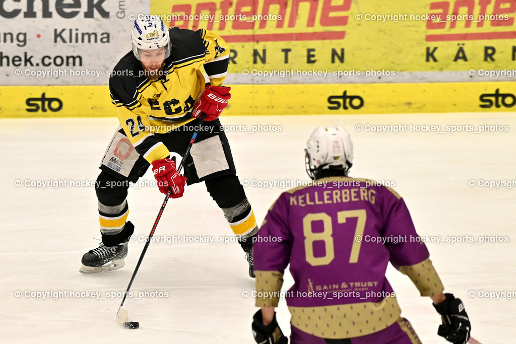 EC Kellerberg vs. EC Arnoldstein | #24 Hadzic Eldin EC Arnoldstein, #87 Tischner Julian EC Kellerberg, EC Kellerberg vs. EC Arnoldstein, EC Kellerberg vs. EC Arnoldstein am 03.02.2025 in Villach (Stadthalle Villach), Austria, (Photo by Bernd Stefan)