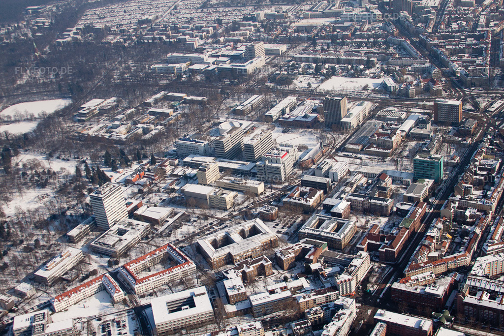Luftbild: KIT, Campus TH im Ortsteil Innenstadt-Ost in Karlsruhe im Bundesland Baden-Württemberg in Deutschland. Foto: IMG_24183.jpg vom 16.02.2010 durch Werner Riehm/FLY-FOTO.de
