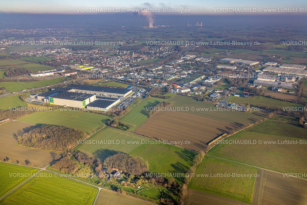 Hamm241200068 | Luftbild, Edeka Logistikzentrum Hamm an der Autobahn A2, Grünflächen Werler Straße und im Sutenkamp, Stadtbezirk Rhynern, Hamm, Ruhrgebiet, Nordrhein-Westfalen, Deutschland
