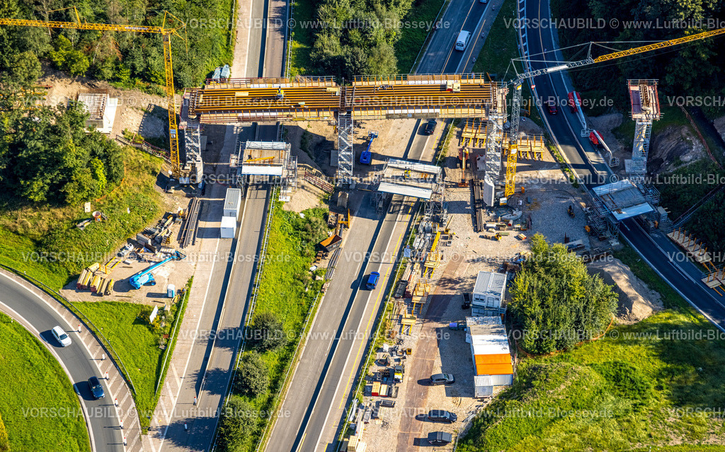 Sprockhoevel240811359Hasslinghausen | Luftbild, Neubau der Brücke Eichenhofer Weg an der Autobahn 1 und A43, Halloh, Sprockhövel, Ruhrgebiet, Nordrhein-Westfalen, Deutschland