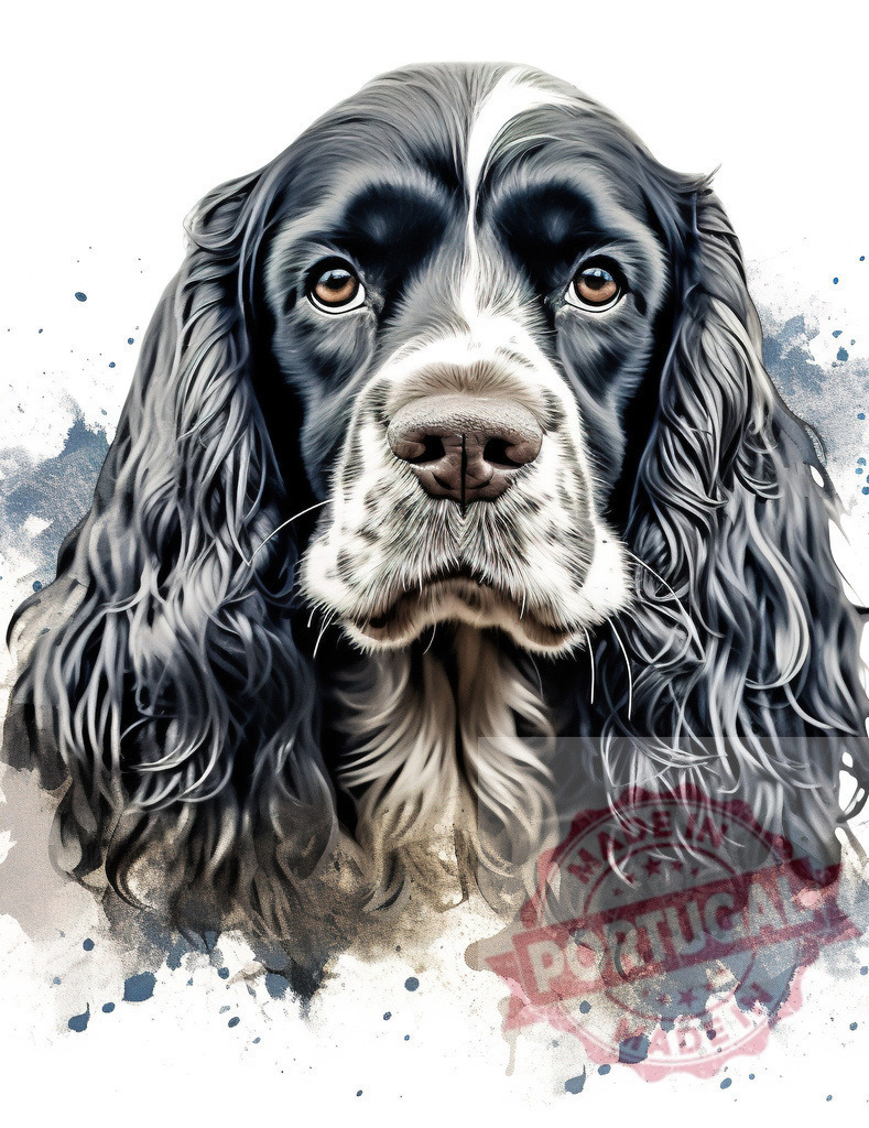 Cocker spaniel dog digital art watercolor portrait | Professional artful dog portraits Cocker spaniel dog portrait featuring watercolor splashes, reflecting companionship and loyalty - Realisiert mit Pictrs.com