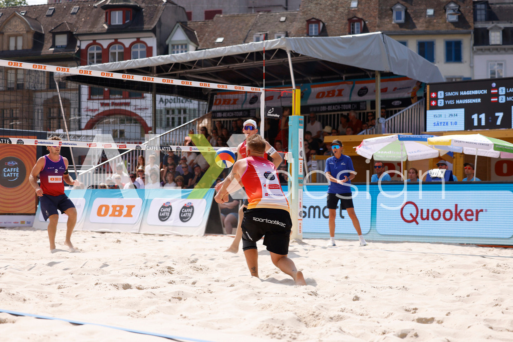 Obi BeachTour 2026 - Basel | BASEL, SWITZERLAND - JULY 19: LAURENZ LEITNER (AUT) during the Obi BeachTour 2026 match between HAGENBUCH / HAUSSENER (SUI) and LEITNER / KINDL (AUT) at Barfüsserplatz on July 19, 2026 in Basel, Switzerland. - Realisiert mit Pictrs.com