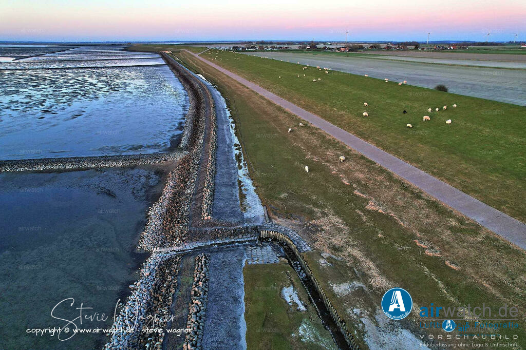 Luftbilder Nordfriesland, Nordstrand, Elisabeth-Sophien-Koog, Wattenmeer, Landgewinnung, Küstenschutz | Luftbild, Nordfriesland, Nordstrand, Elisabeth-Sophien-Koog, Wattenmeer, Landgewinnung, Küstenschutz