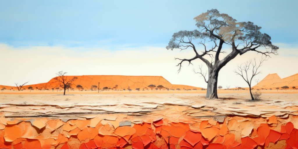 2307169 - Namibia | Gemäldeartiges Wandbild einer namibischen Wüstenlandschaft.