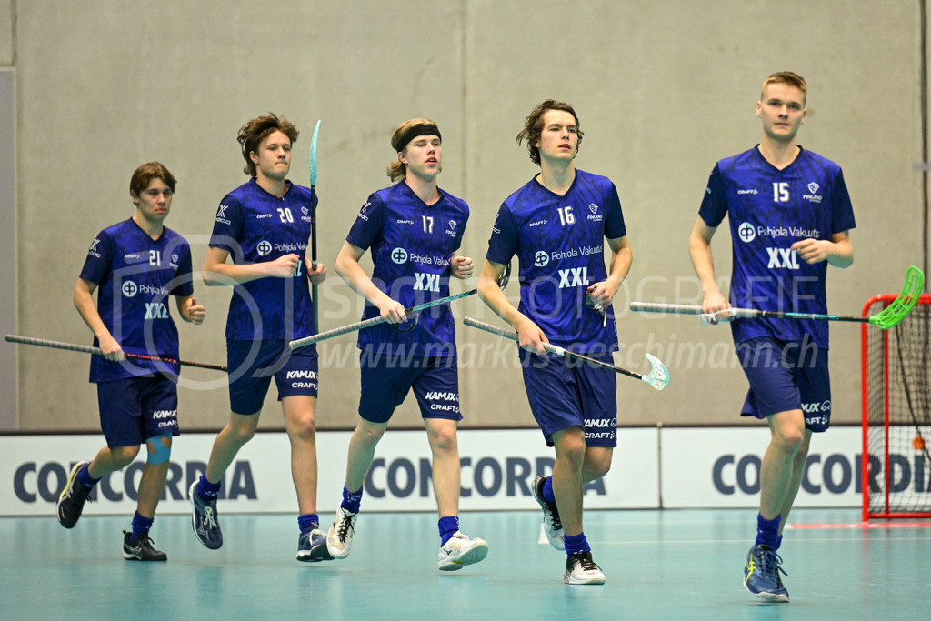 Switzerland U19 vs Finland U19 - 3. February 2024 | Switzerland U19 vs Finland U19
U19 Men International Matches in Switzerland
GoEasy Arena, Siggenthal Station
Finland forward #21 Samuli Leppäniemi, Finland defender #20 Ilmo Leino, Finland forward #17 Aaro Kokko, Finland forward #16 Dani Jaaranen and Finland defender #15 Roope Herpola.
Credit: Markus Aeschimann | <a href="https://www.markus-aeschimann.ch">Sportfotografie Markus Aeschimann</a> | <a href="https://www.instagram.com/sportfotografie.aeschimann">@sportfotografie.aeschimann</a> - Realisiert mit Pictrs.com