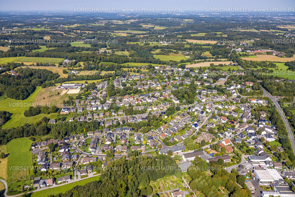 Gevelsberg240815828 | Luftbild, Wohngebiet Ortsansicht Ortsteil Silschede, Wald mit Wiesen und Felder mit Fernsicht, Silschede, Gevelsberg, Ruhrgebiet, Nordrhein-Westfalen, Deutschland