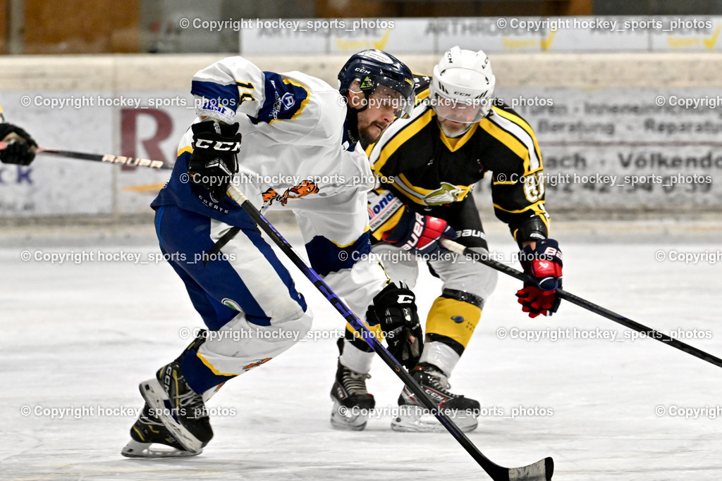 EC Tigers Paternion vs. Carintia Team | #19 Kampitsch Lukas EC Tigers Paternion, #81 Lobanov Yevhenii Carinthian Team, EC Tigers Paternion vs. Carintia Team, EC Tigers Paternion vs. Carintia Team am 29.12.2025 in Spittal an der Drau (Eissportzentrum Spittal), Austria, (Photo by Bernd Stefan)