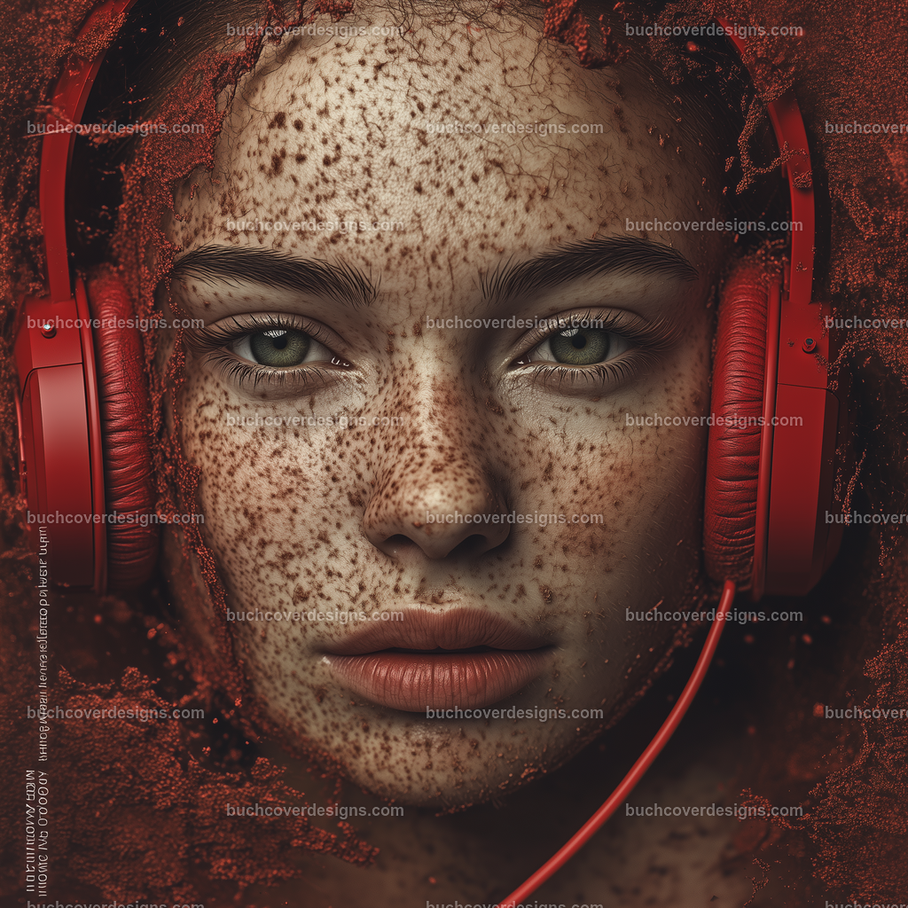 Gesicht einer Frau mit Kopfhörer (15) | girl face with skin freckles ,yellow hair spread over the surface of the image, with a red headphone - studio light - vivid colors - high detail - realistic - photo --chaos 55 --stylize 300 --weird 1700 --v 6.1 Job ID: 507b84be-1ac8-478f-a21d-0d27df323371