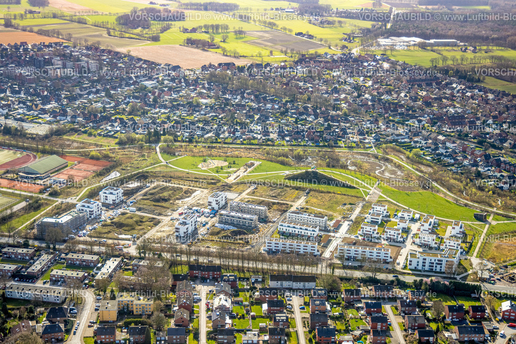 Selm260306984 | Luftbild, Auenpark Wohnsiedlung am Selmer Bach, Aussichtspunkt, Selm, Münsterland, Nordrhein-Westfalen, Deutschland