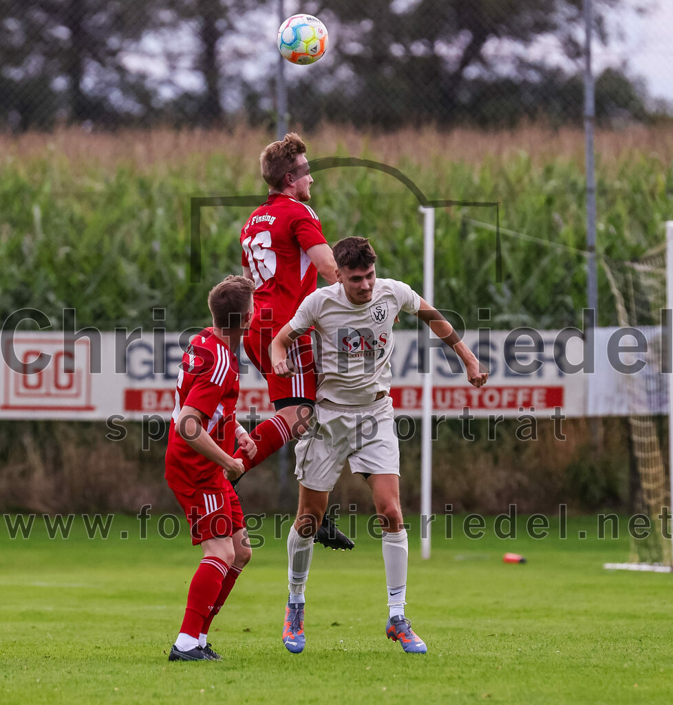 2023-08-04_044_SV_Walpertskirchen_gegen_FC_Finsing | Walpertskirchen, Deutschland, 04.08.2023:
Fußball, Kreisliga 2023 / 2024, 2. Spieltag, SV Walpertskirchen gegen FC Finsing, Endergebnis: 3:3

Valentin Bachmeier (FC Finsing, #6), Dominik Bluhme (FC Finsing, #16), Julian Jaros (SV Walpertskirchen, #17)

Foto: Christian Riedel / fotografie-riedel.net