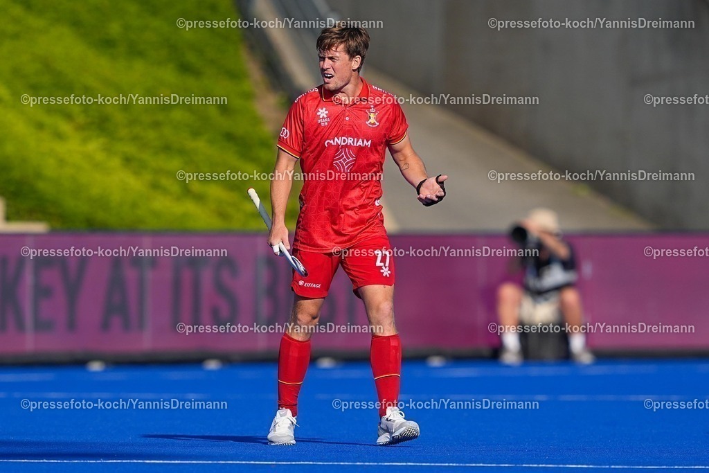 xydrx10082504030 | 10.08.2025, xydrx, Herren EuroHockey Championship 2025, Gruppenphase, Gruppe A, Belgien - Niederlande, Sparkassenpark Mönchengladbach: Tom Boon (BEL #27)