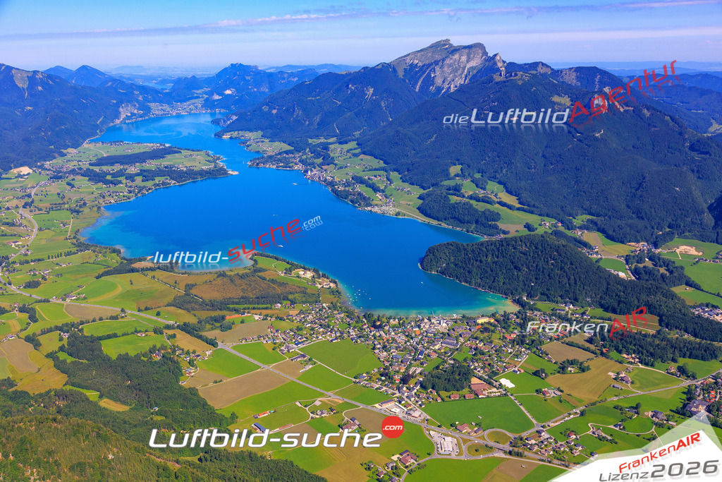 Die Luftaufnahme Wolfgangsee - Strobl wurde 2017 mittels Flugzeug (keine Drohne) erstellt. Perfekte Schärfe und Druck- Auflösung- Garantiert!