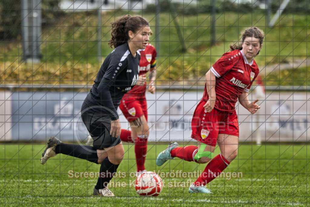 20251012_135001_0647-Bearbeitet | #,1.FC Donzdorf (schwarz) vs. VfB Stuttgart II (rot), Fussball, Frauen-Verbandsliga Württemberg, 05. Spieltag, Saison 2025/2026, Rasenplatz Lautertal Stadion, Süßener Straße 16, 73072 Donzdorf, 12.10.2025 - 13:00 Uhr,Foto: PhotoPeet-Sportfotografie/Peter Harich