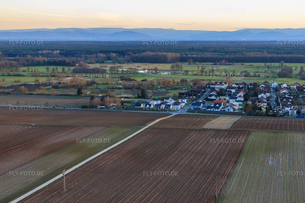 Luftbild: Neubaugebiet im Holderbusch aus Norden in Minfeld im Bundesland Rheinland-Pfalz in Deutschland. Foto: IMG_61964.jpg vom 28.01.2014 durch Werner Riehm/FLY-FOTO.de