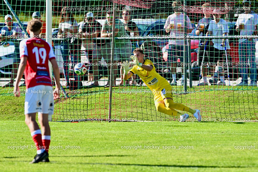 ATUS Nötsch vs. FC Dölsach | #1 Philipp Moreira-Kranzelmayer ATUS Nötsch, #19 Lukas Lagger ATUS Nötsch, ATUS Nötsch vs. FC Dölsach, ATUS Nötsch vs. FC Dölsach am 23.08.2026 in Nötsch (Sportplatz Nötsch), Austria, (Photo by Bernd Stefan)