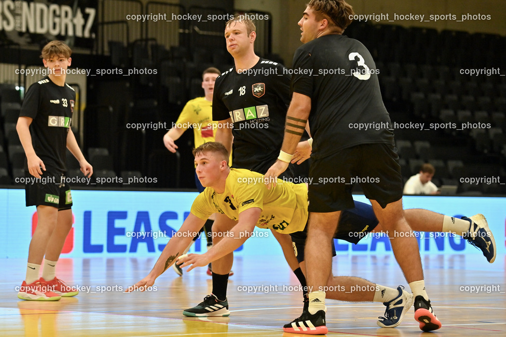 HSG Holding Graz vs. SC Ferlach Future Team 16.9.2022 | #3 SUPOVEC Aljaz, #3 SCHMID Lukas, #18 FREYTAG Emil Jeremias, #33 HINTERREITER Paul