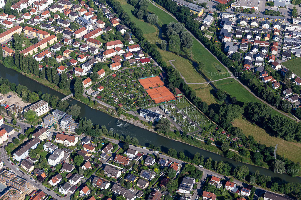 Luftbild: Stadtverband Landshut Bay. Kleingärtner e.V. in Landshut im Bundesland Bayern in Deutschland.Foto: IMG_133062.jpg vom 03.07.2022 durch Werner Riehm/FLY-FOTO.deAuflösung des Originals: 5472 x 3648 pxWWW.KLEINGAERTNER-LANDSHUT.DE
