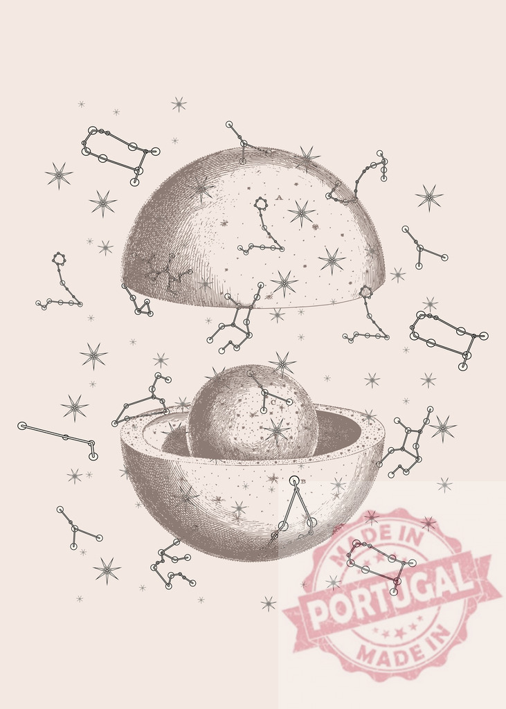Celestial spheres opening, revealing inner core and constellations, creating mystical, ethereal atmosphere | Vintage engraving of celestial spheres opening and revealing inner core surrounded by constellations, stars, creating mystical atmosphere - Realisiert mit Pictrs.com