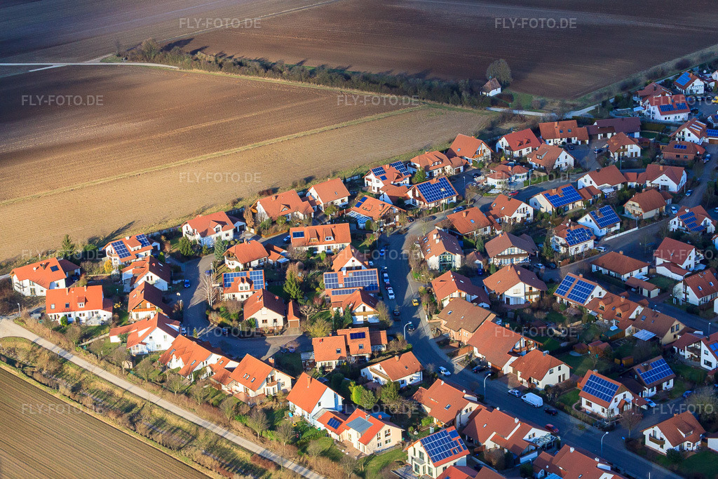 Luftbild: Rosenberger Straße in Herxheim bei Landau im Bundesland Rheinland-Pfalz in Deutschland. Foto: IMG_37149.jpg vom 22.01.2011 durch Werner Riehm/FLY-FOTO.de