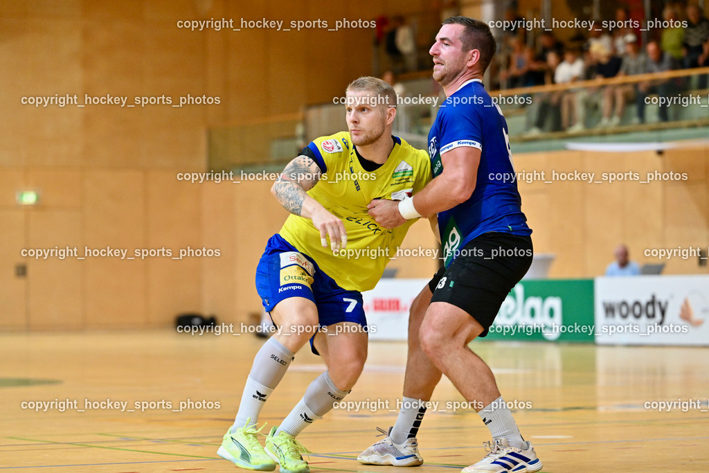 SC Ferlach vs. UHC Hollabrunn | #7 RADJENOVIC Rade UHC Hollabrunn, #93 Nosan Blaz SC Ferlach, SC Ferlach vs. UHC Hollabrunn, SC Ferlach vs. UHC Hollabrunn am 20.09.2025 in Ferlach (Ballspielhalle Ferlach), Austria, (Photo by Bernd Stefan)