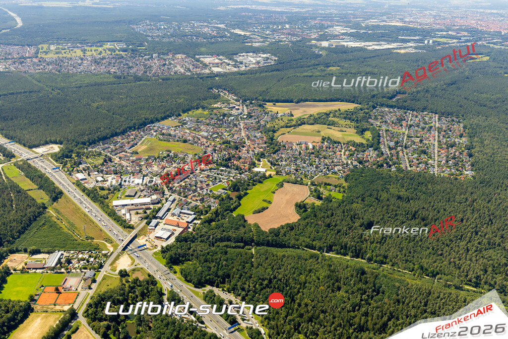 Das Luftbild zeigt : Fischbach bei Nürnberg Nürnberg - Die Luftaufnahme wurde 2023 vom UL-Flugzeug aus erstellt ( keine Drohne ) - Hochauflösende Luftaufnahme - Für grossformatige Ausdrucke geeignet. Die Geschenkidee !Mit Lizenz und Bildrechte bestellbar