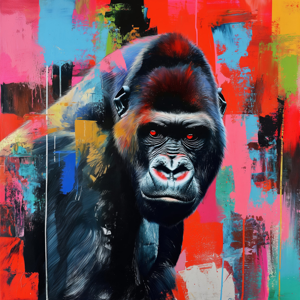 2404034 - Pop Art Gorilla | Ein Gorilla im Stil eines bunten Pop Art Porträts.