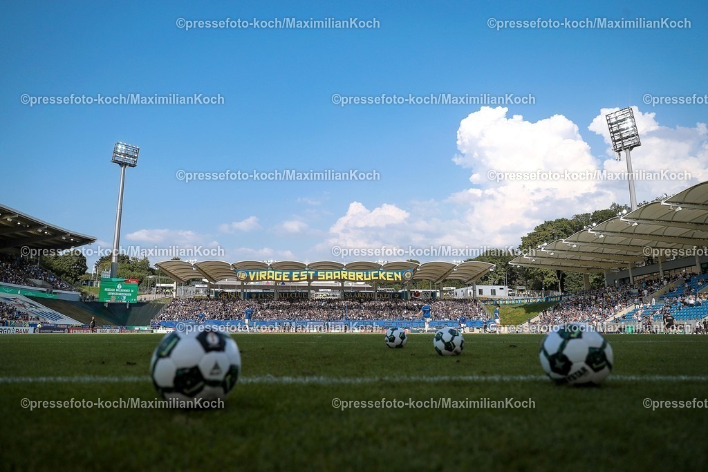 DFB15082501009 | 15.08.2025, Fußball, DFB-Pokal, 1. FC Saarbrücken - 1.FC Magdeburg, Ludwigsparkstadion, Saison 2025 2026: Feature Innenansicht Stadion Über sicht Übersichtsbild Übersichtsfoto Sportstätte Spielstätte   DFB regulations prohibit any use of photographs as image sequences and or quasi-video.