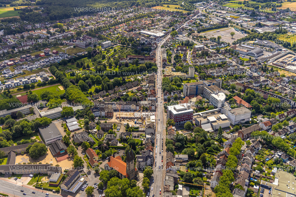 Hamm240706480 | Luftbild, Werler Straße mit Seniorencampus Baustelle Neubau am EVK evang. Krankenhaus, links oben der Südenfriedhof, Mitte, Hamm, Ruhrgebiet, Nordrhein-Westfalen, Deutschland