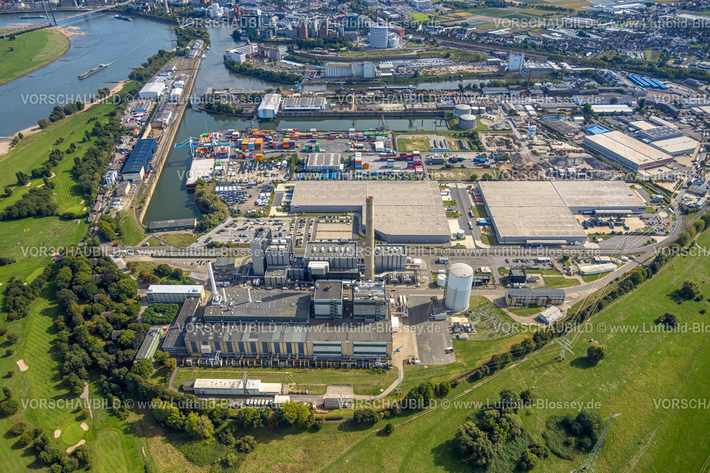 Duesseldorf250902779 | Luftbild, Hafen mit Kraftwerk Lausward, Hafen, Düsseldorf, Ruhrgebiet, Nordrhein-Westfalen, Deutschland