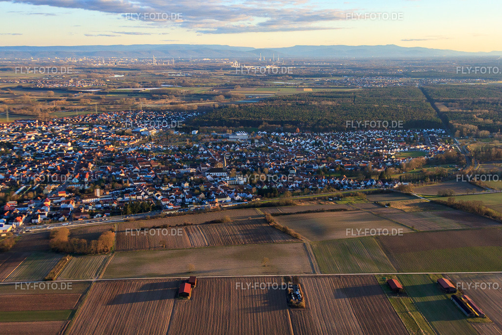 Stadtansicht aus Norden | Luftbild: Stadtansicht aus Norden in Rülzheim im Bundesland Rheinland-Pfalz in Deutschland. Foto: IMG_62258.jpg vom 23.02.2014 durch Werner Riehm/FLY-FOTO.de - Realisiert mit Pictrs.com