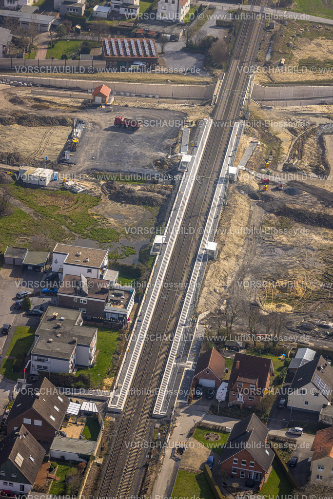 Hamm240306745 | Luftbild, geplante Nahverkehrsverbindung mit Haltepunkt in Westtünnen, Baustelle am Südfeldweg und Von-Thünen-Straße für den künftigen Bahnhaltepunkt, Wohnsiedlung, Stadtbezirk Rhynern, Hamm, Ruhrgebiet, Nordrhein-Westfalen, Deutschland