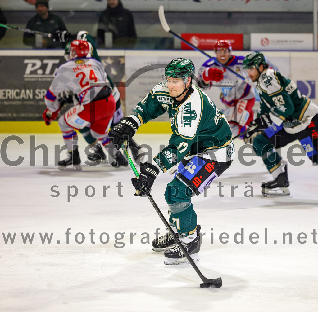2026-02-15_084_TSV_Erding_gegen_EC_Peiting | Erding, Deutschland, 15.02.2026:Eishockey, Oberliga Süd 2025 / 2026, 47. Spieltag, TSV Erding gegen EC Peiting, Endergebnis: 4:5Elia Ostwald (Erding Gladiators, #17)Foto: Christian Riedel / fotografie-riedel.net