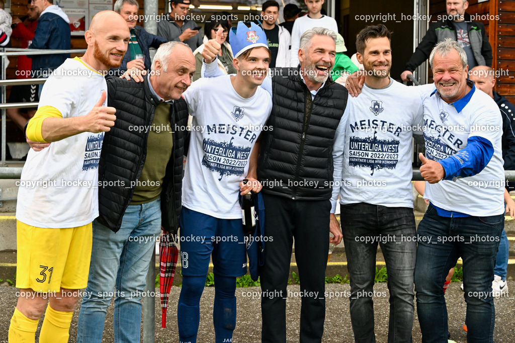 ATUS Velden Meisterfeier 2023 20.5.2023 | #31 Alexander Kofler, #18 Nicolas Manuel Modritz, Headcoach ATUS Velden Marcel Günther Kuster