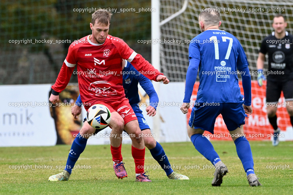 SV Rothenthurn vs. Union Matrei | #9 Grega Gorisek SV Rothenthurn, #17 Daniel Kofler Matrei, SV Rothenthurn vs. Union Matrei, SV Rothenthurn vs. Union Matrei am 09.11.2024 in Rothenthurn (Sportplatz Rothenthurn), Austria, (Photo by Bernd Stefan)