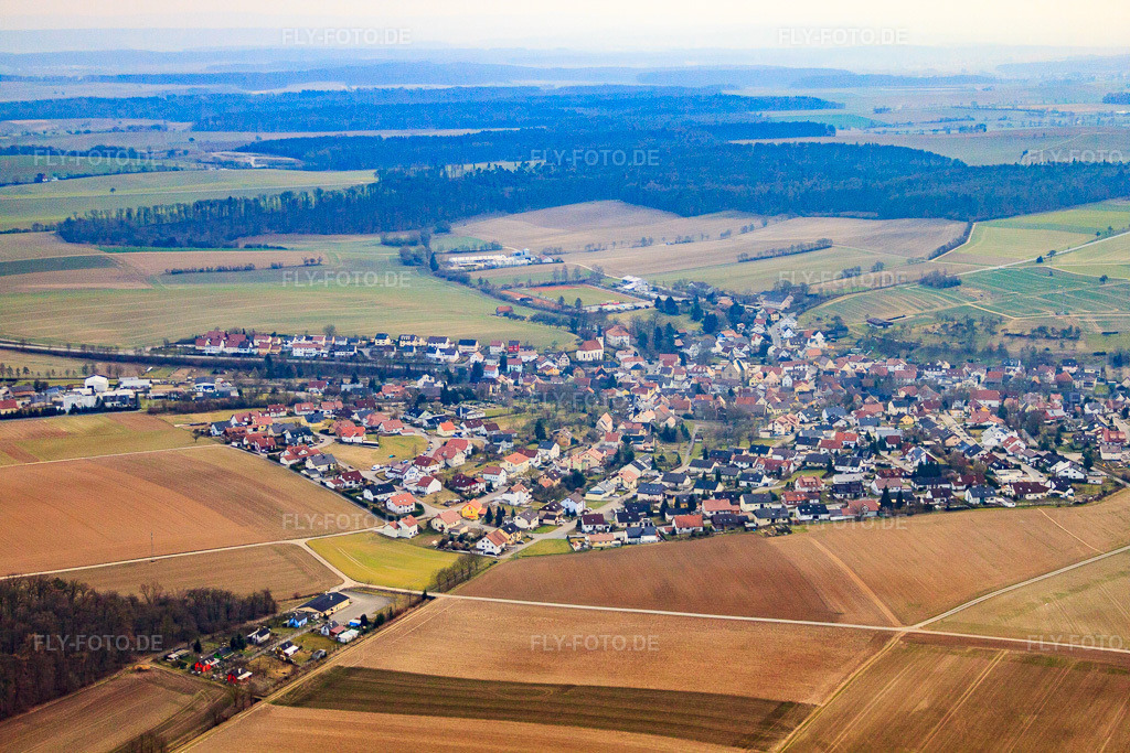 Luftbild: Dorf im Kraichgau von Norden im Ortsteil Obergimpern in Bad Rappenau im Bundesland Baden-Württemberg in Deutschland. Foto: IMG_38177.jpg vom 12.03.2011 durch Werner Riehm/FLY-FOTO.de