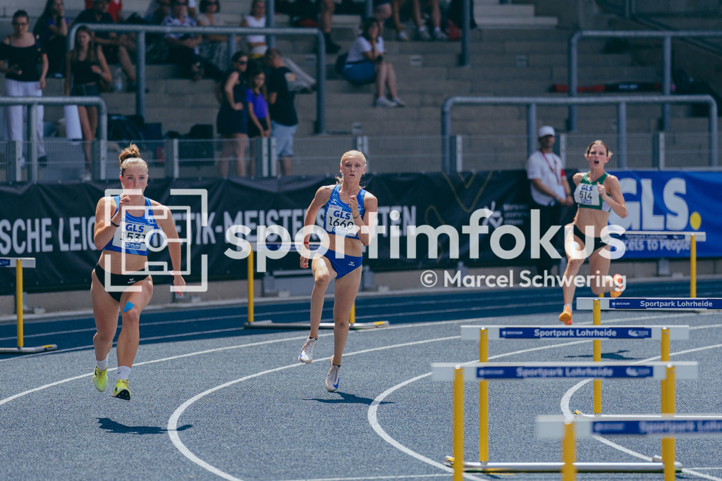 Deutsche Meisterschaften U20 / U16 2026 | Greta Sophie Schäfer, LG Kindelsberg Kreuztal, 1531, Matilda Seibert, TV Gladbeck 1912, 1660, 400 Meter Hürden, Finale, Deutsche Meisterschaften der U20 &amp; U16 2026, Lohrheidestadion Bochum-Wattenscheid, 12.07.2026. Foto: Marcel Schwering / sportimfokus - Realisiert mit Pictrs.com
