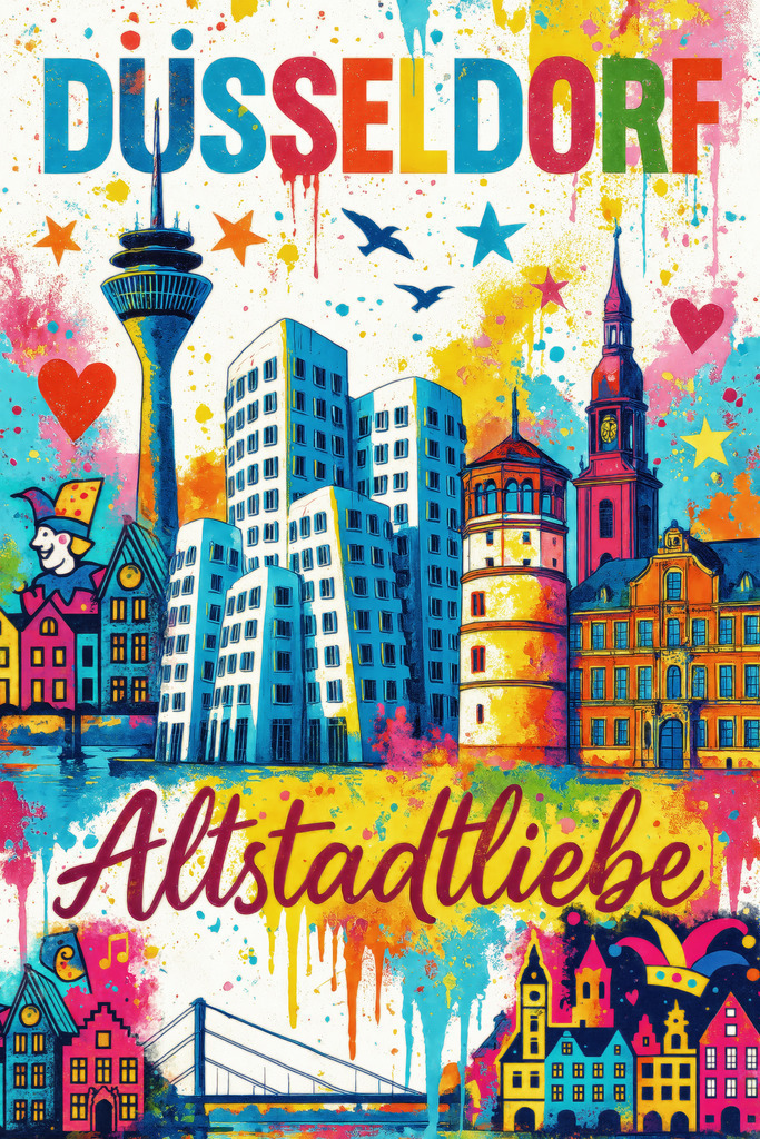 2504011 - Düsseldorf Altstadtliebe | Moderne illustrative Pop Art Collage mit Düsseldorf Motiven