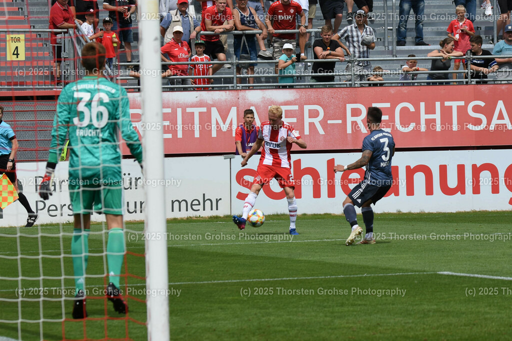 3. Football - League Wuerzburg vs. Bayern II | 3. Football - League Wuerzburg vs. Bayern II, Wuerzburger Kickers vs. Bayern Muenchen II on 20.07.2019 in the Flyeralarm ARENA in Wuerzburg, (Germany)

Image: Christian Fruechtl 36 (Bayern Muenchen II), Angelo Mayer 3 (Bayern Muenchen II), Luke Hemmerich 21 (Wuerzburger Kickers)

DFL REGULATIONS PROHIBIT ANY USE OF PHOTOGRAPHS as IMAGE SEQUENCES and/or QUASI-VIDEO. - Realisiert mit Pictrs.com