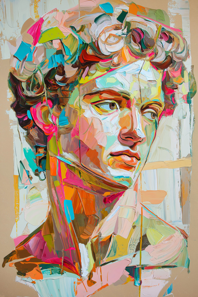 2410026 - Skulptur | Bildnis einer antiken Büste /Skulptur im Stile eines Pop Art Gemäldes.