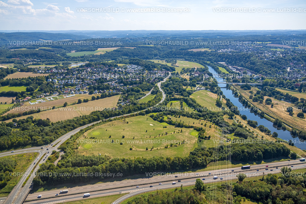 Witten220808611 | Luftbild, Herbeder Ruhrbrücke und kleine Lakebrücke mit Fluss Ruhr mit Ruhrwiesen, Heven, Witten, Ruhrgebiet, Nordrhein-Westfalen, Deutschland