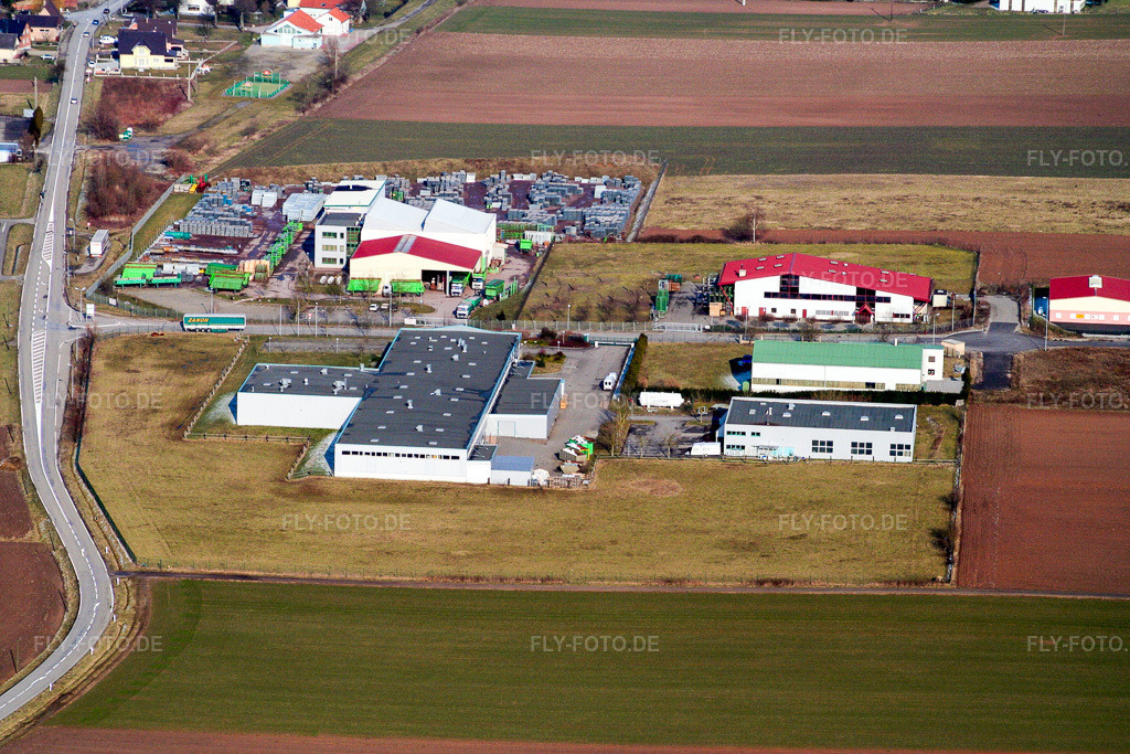 Luftbild: Gewerbegebiet Kiesweg in Niederlauterbach im Bundesland Bas-Rhin in Frankreich. – Foto: IMG_1170.jpg vom 12.03.2006 durch Werner Riehm/FLY-FOTO.de – Auflösung des Originals: 3456 x 2304 px