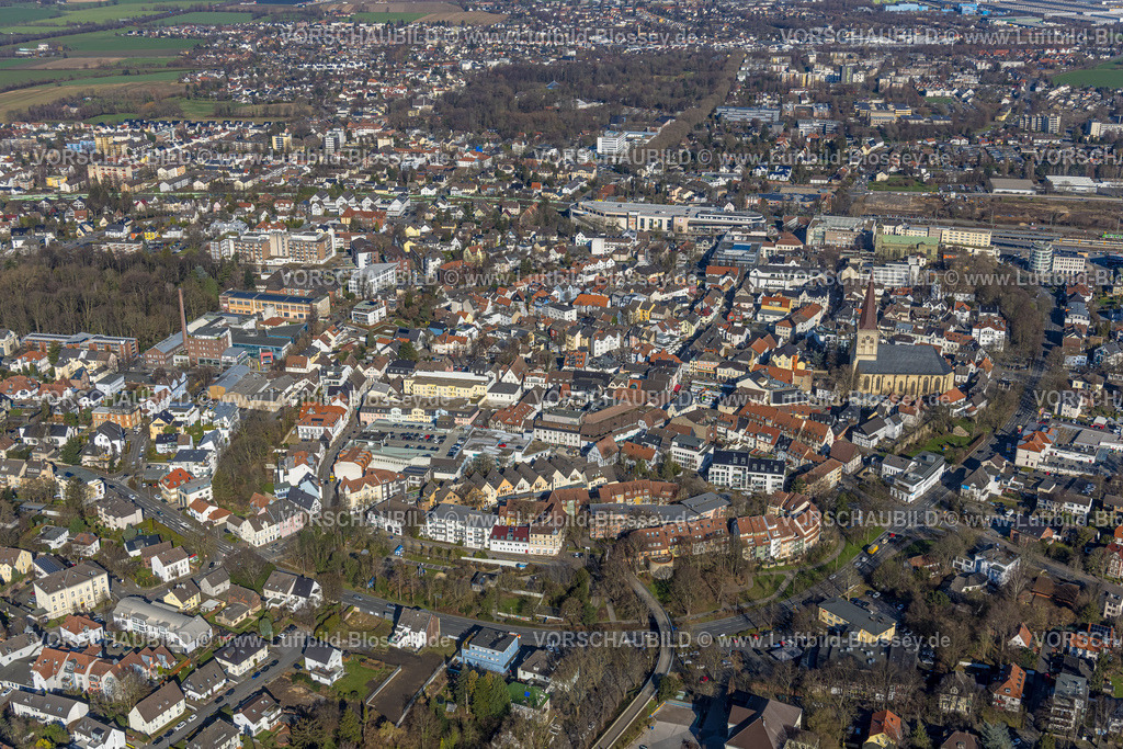 Unna230213406 | Luftbild, City Ortsansicht mit evang. Stadtkirche in der Altstadt, Unna, Ruhrgebiet, Nordrhein-Westfalen, Deutschland