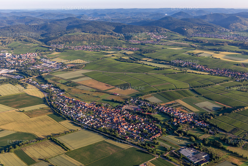 Luftbild: landwirtschaftlichen Feldern und Nutzflächen im Ortsteil Kapellen in Kapellen-Drusweiler im Bundesland Rheinland-Pfalz in Deutschland. Foto: IMG_007792.jpg vom 21.06.2020 durch Werner Riehm/FLY-FOTO.de
