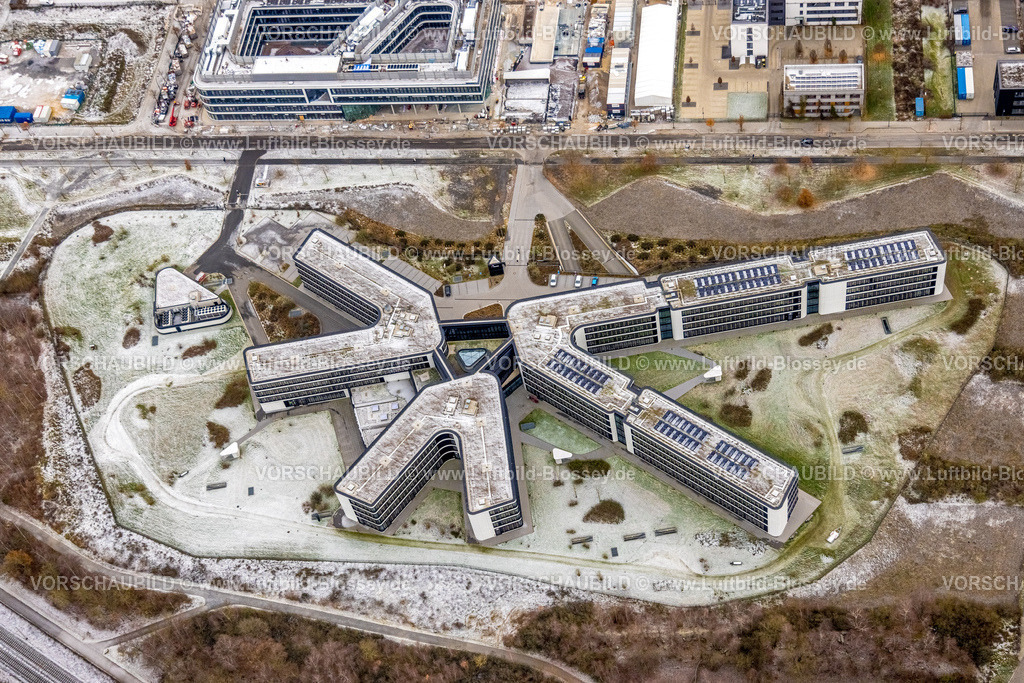 Dortmund221201857 | Luftbild, Gewerbegebiet Technologiepark Phoenix West, Baustelle und Neubau, Amprion Firmengebäude, Hörde, Dortmund, Ruhrgebiet, Nordrhein-Westfalen, Deutschland