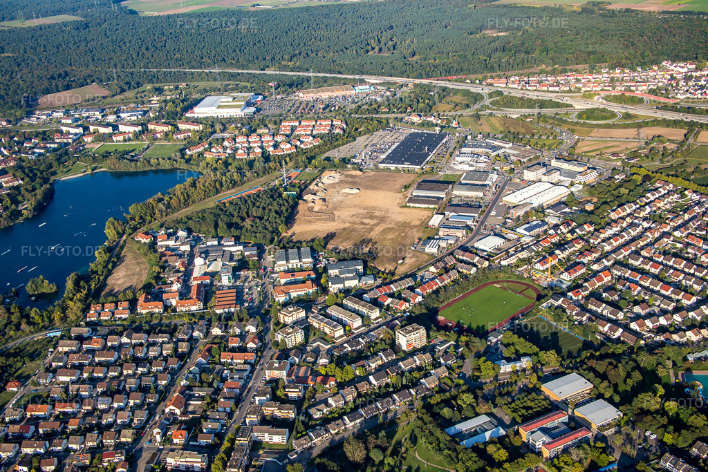 Luftbild: Neubau- Baustelle im Gewerbegebiet Schütte-Lanz-Park in Brühl im Bundesland Baden-Württemberg in Deutschland. Foto: IMG_072964.jpg vom 23.09.2014 durch Werner Riehm/FLY-FOTO.de
