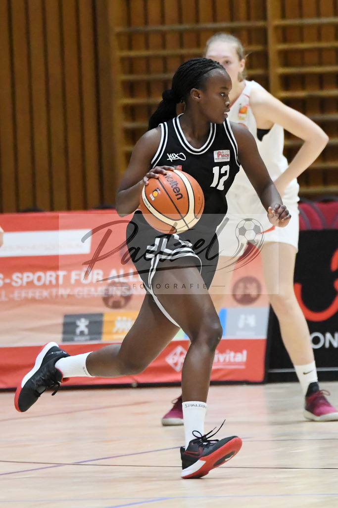20200126_OSCTGN_0014 | Basketball, Juniorinnen: Lydia Sy (TG Neuss Junior Tigers) in Aktion, am Ball, Einzelaktion beim Spiel der WNBL zwischen OSC Junior Panthers vs. TG Neuss Junior Tigers am 26.01.2020 im Panthers Dome in Osnabrück, Deutschland.(Foto von Nico Paetzel) - Realisiert mit Pictrs.com
