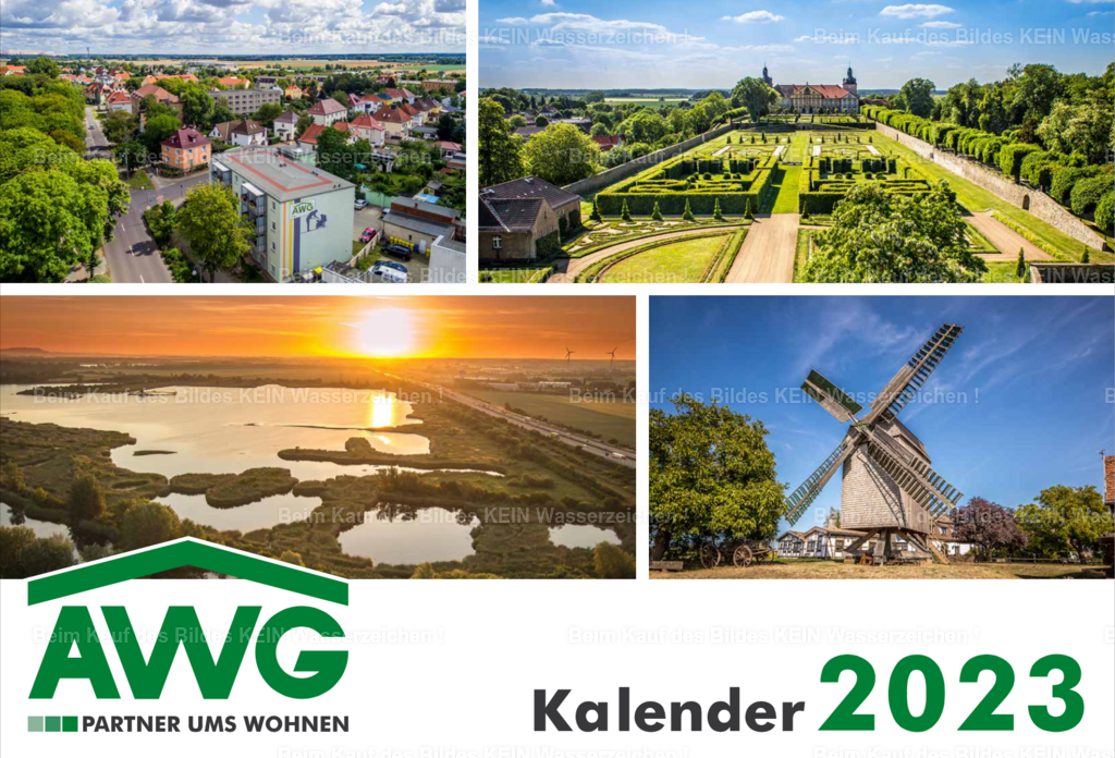 Firmenkalender Deckblatt AWG Wohnungsgenossenschaft | Beispiele Firmenkalender individuell mit eigenem Logo - Realisiert mit Pictrs.com