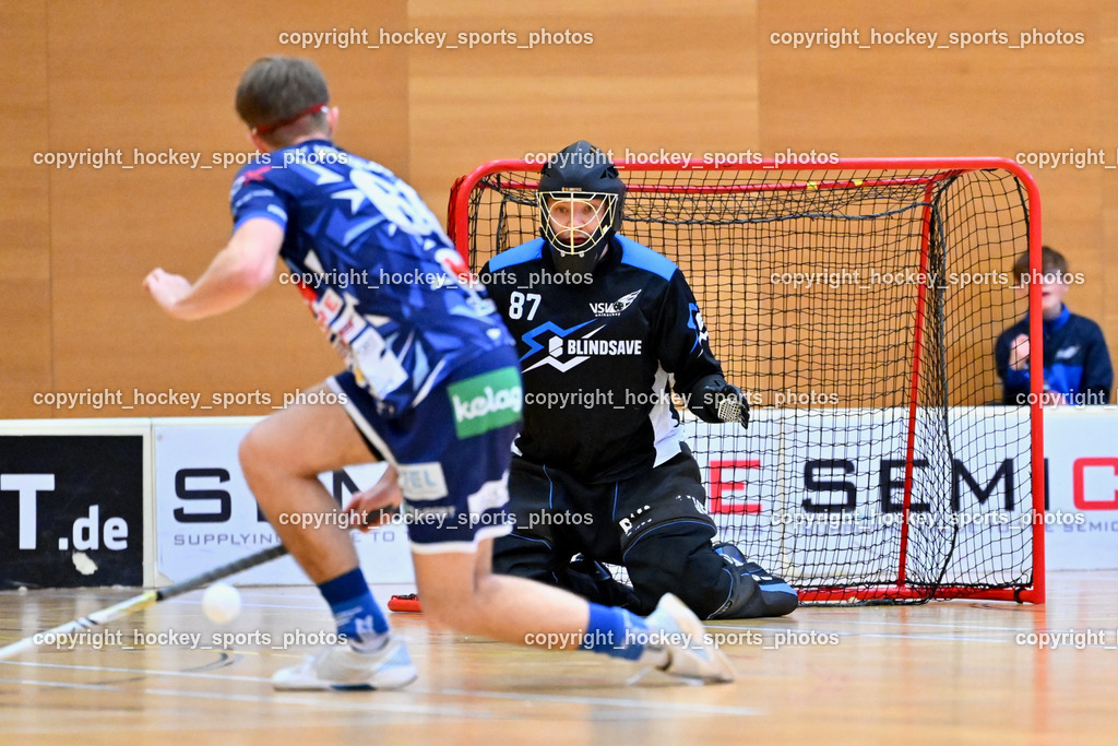 FBK Loka vs. VSV Unihockey | #87 Timmo Taurer VSV Unihockey, FBK Loka vs. VSV Unihockey, FBK Loka vs. VSV Unihockey am 23.03.2025 in Villach (Ballspielhalle St. Martin), Austria, (Photo by Bernd Stefan)