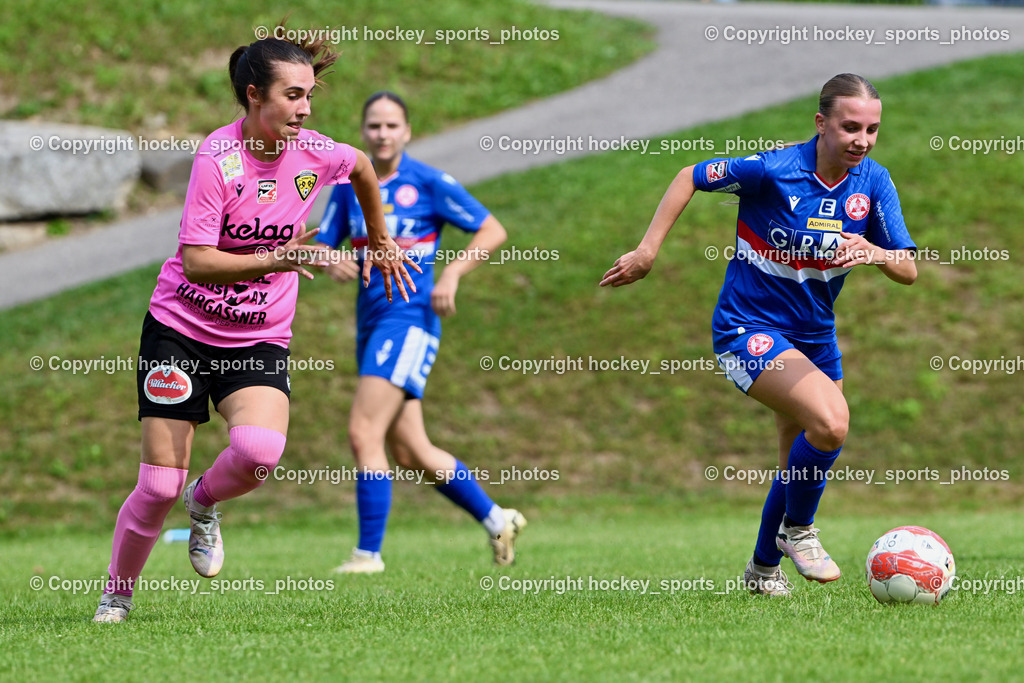 Carinthians Hornets vs. GAK 1902 Frauen | #13 Marie Lessacher Carinthians Hornets, #10 Nadine Kügerl GAK, Carinthians Hornets vs. GAK 1902 Frauen, Carinthians Hornets vs. GAK 1902 Frauen am 01.09.2024 in Sachsenburg (Sportplatz Sachsenburg), Austria, (Photo by Bernd Stefan)