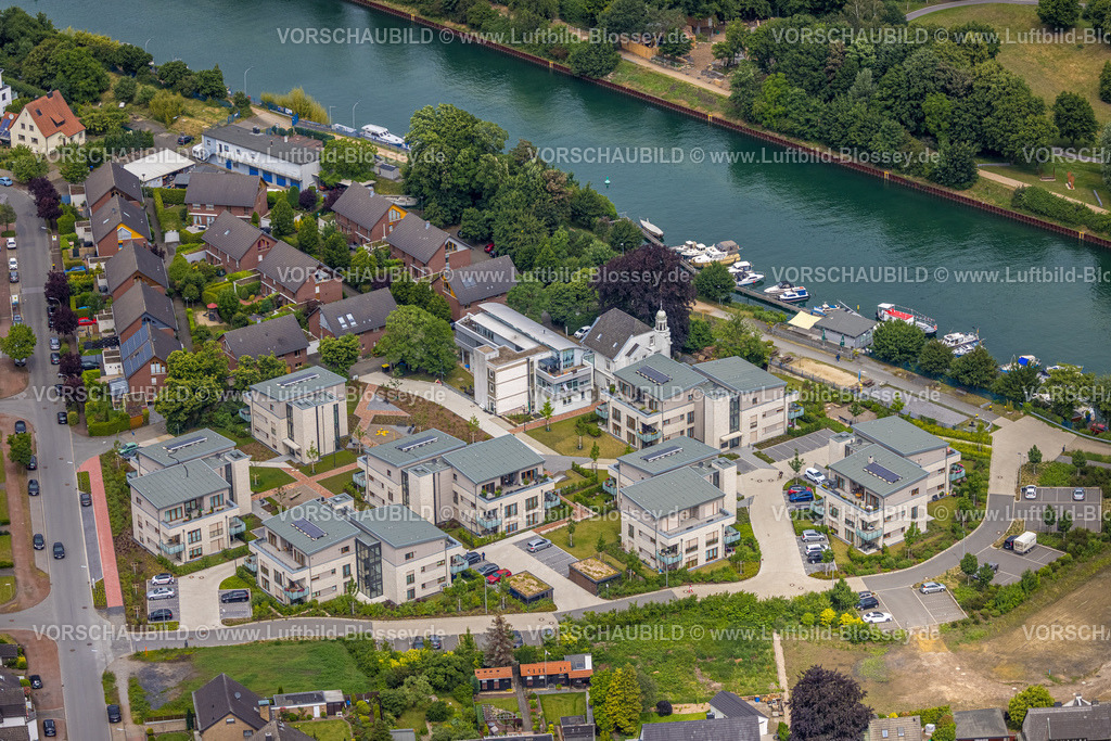 Dorsten220603151 | Luftbild, Wohnsiedlung Zum Leinpfad und Yachthafen Hanse Marina Dorsten, Hardt, Dorsten, Ruhrgebiet, Nordrhein-Westfalen, Deutschland